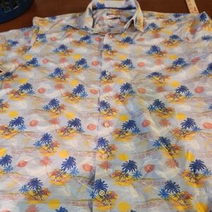 johnnie-O Tropical Escape Men's Shirt - Blue, Yellow, Orange